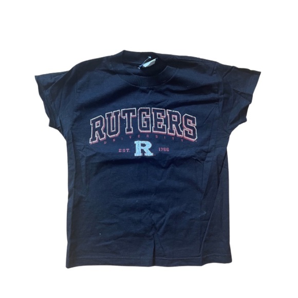 Jansport Rutgers T-Shirt in Black with Distressed Logo (Kids) - Picture 1 of 4